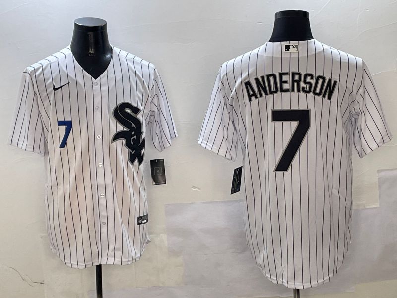 Men Chicago White Sox #7 Anderson White Stripe Game 2025 Nike MLB Jersey style 4